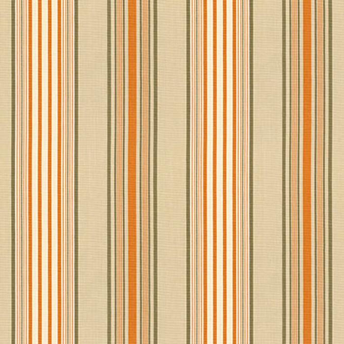 Schumacher Saratoga Cotton Stripe Beige / Mocha / Pumpkin Fabric 62961