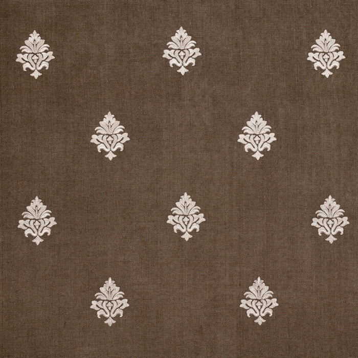 Schumacher Lorenzo Embroidery Coffee Bean Fabric 64722