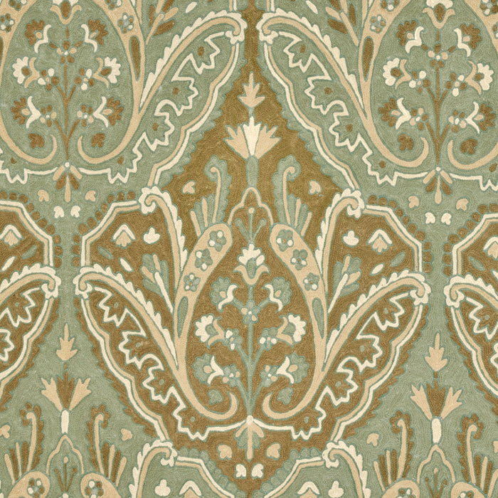 Schumacher Maharajah Crewel Embroidery Verdigris Fabric 64810