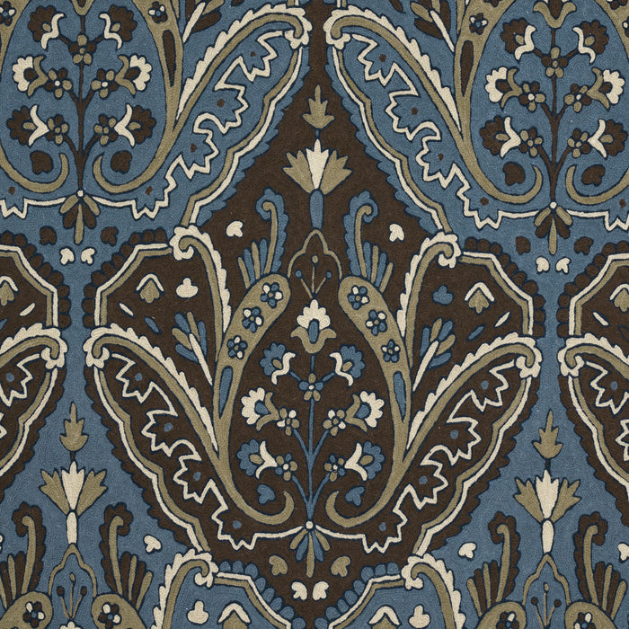 Schumacher Maharajah Crewel Embroidery Indigo Fabric 64812