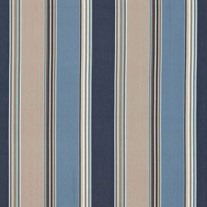 Schumacher Addison Cotton Stripe Indigo Fabric 66002