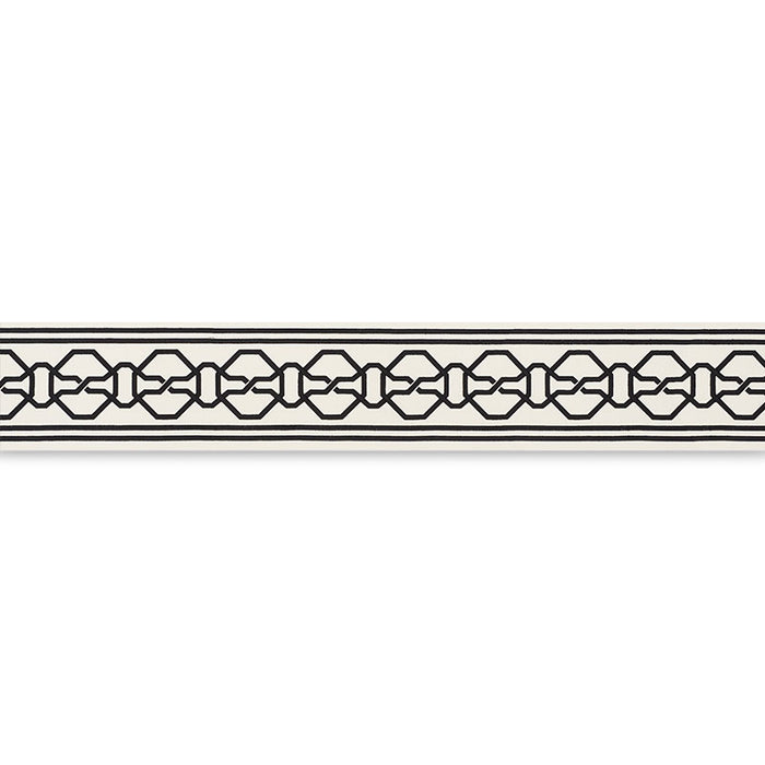Schumacher Malmaison Tape Black On Ivory Trim Sample 66157