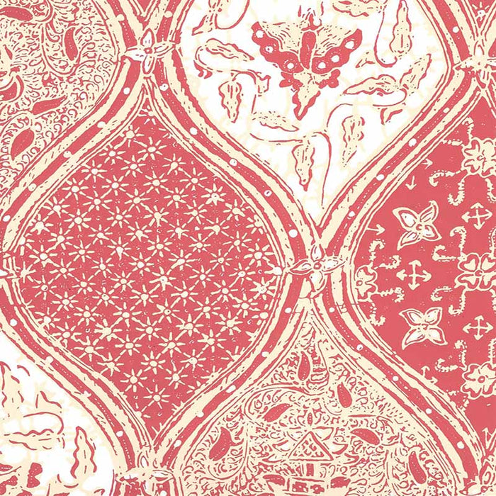 China Seas Balinese Batik Shrimp Cream Wallpaper Sample 6630-07WP