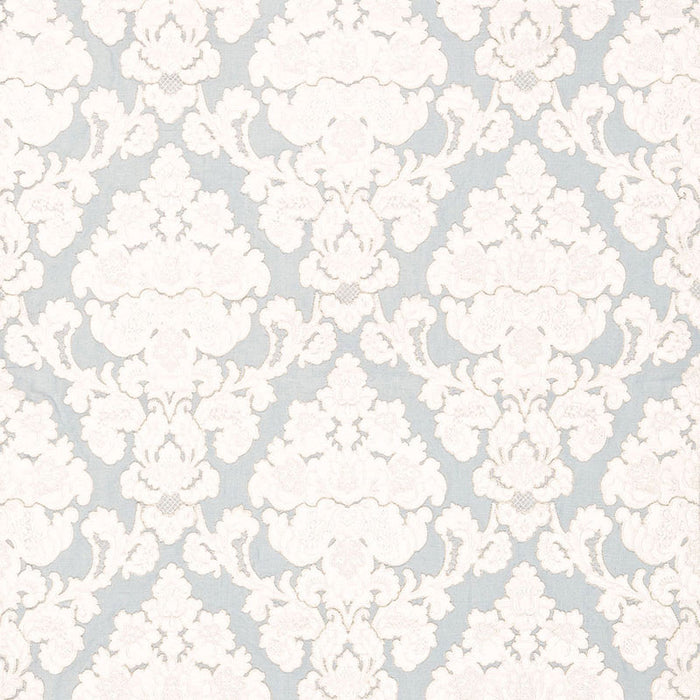 Schumacher Montalcino Applique Damask Robin's Egg Fabric 66591