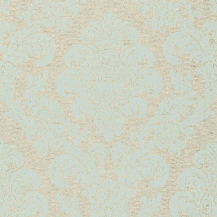 Schumacher Firenze Linen Damask Aqua Fabric 66631