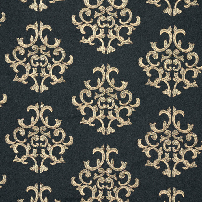 Schumacher Byron Embroidered Wool Charcoal Fabric 66830