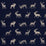 Schumacher Caribou Embroidery Navy Fabric 67162