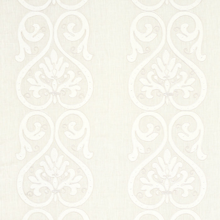 Schumacher Medici Embroidered Sheer Blanc Fabric 67640