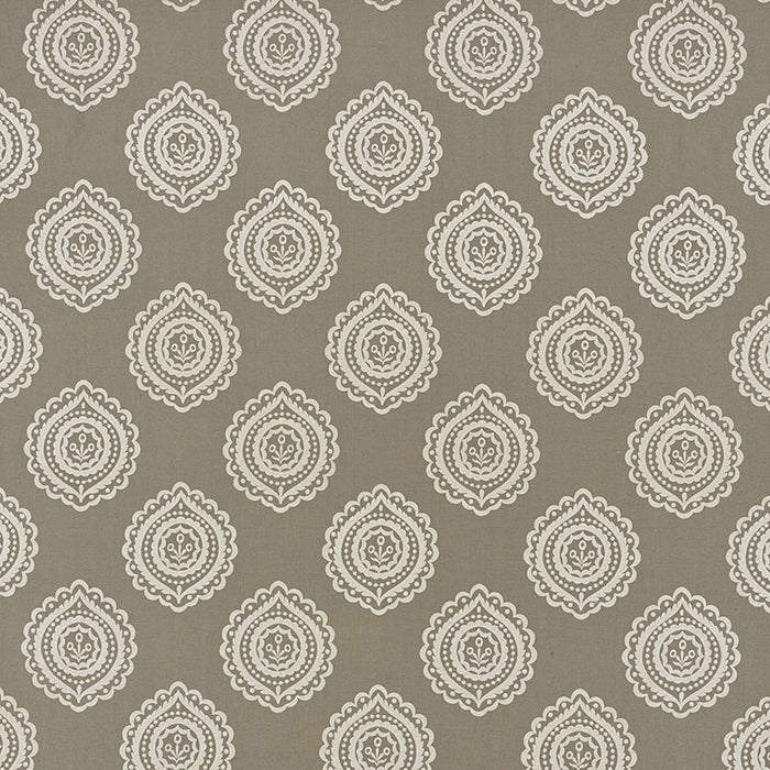 Schumacher Olana Linen Embroidery Stone Fabric 70202