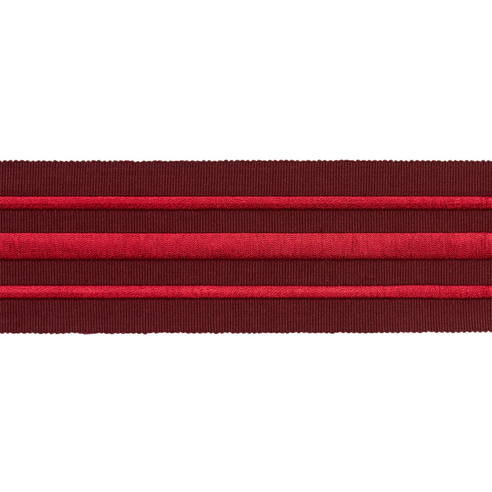 Schumacher Military Stripe Tape Red On Burgundy Trim 70781