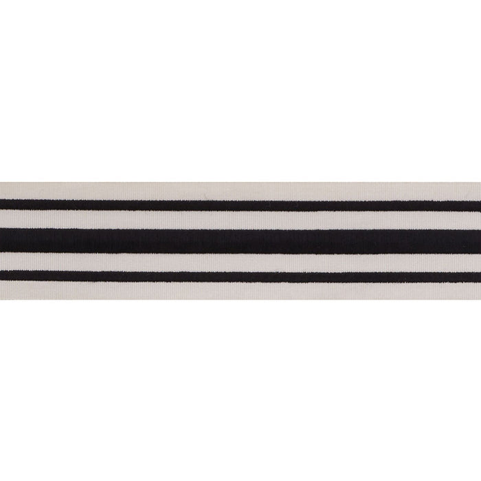 Schumacher Military Stripe Tape Black On Ivory Trim 70783