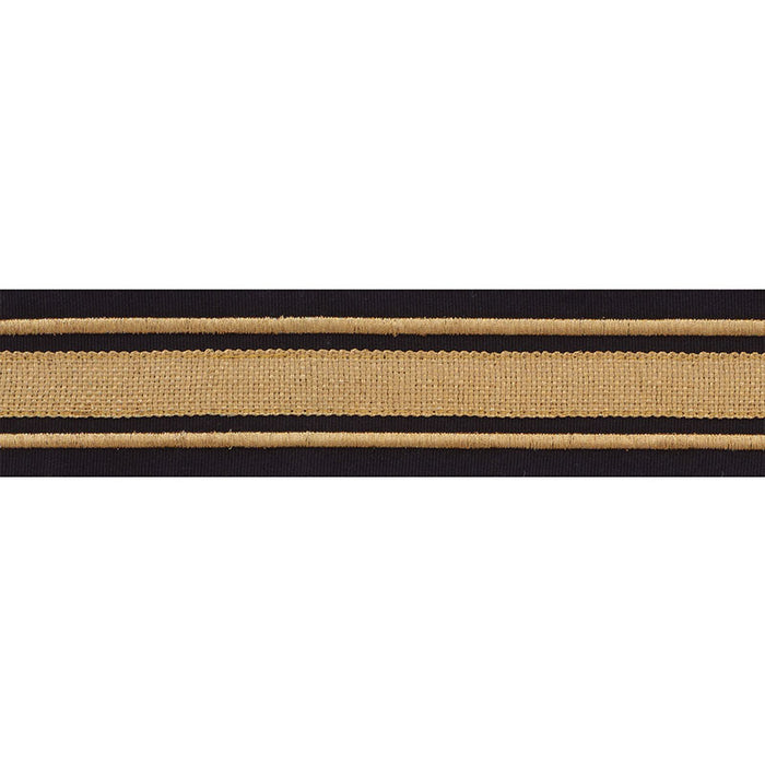 Schumacher Military Stripe Tape Gold On Black Trim 70784