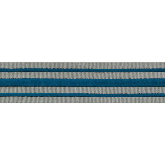 Schumacher Military Stripe Tape Peacock On Celadon Trim 70785