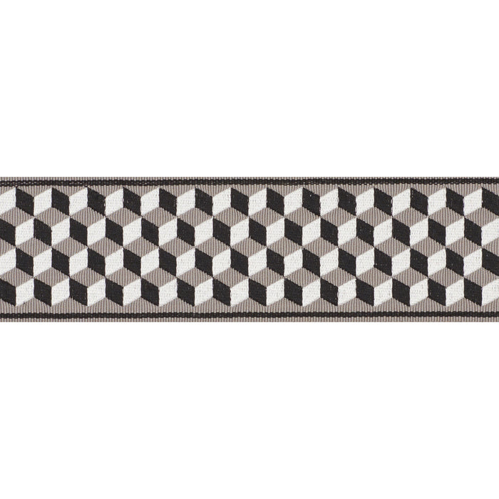 Schumacher Tumbling Blocks Tape Grisaille & Noir Trim 71260