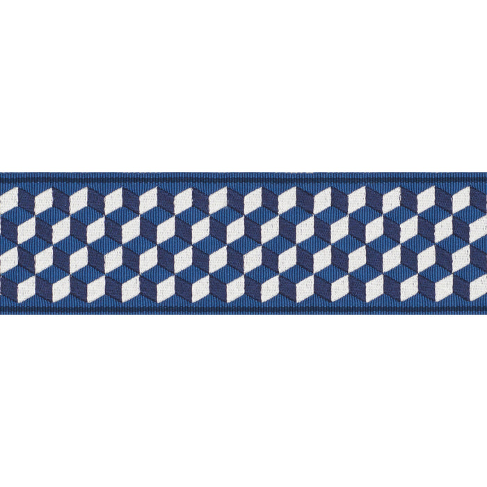 Schumacher Tumbling Blocks Tape Bleu Trim 71261