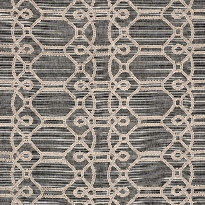 Schumacher Ziz Embroidery Coal Fabric 71931