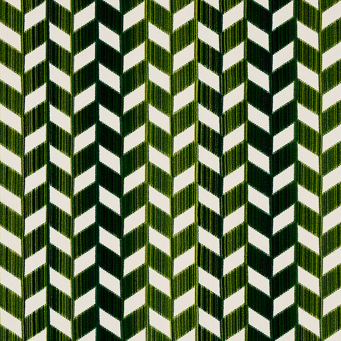 Schumacher Chevron Strie Velvet Emerald Fabric 72814