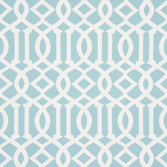Schumacher Imperial Trellis Indoor/Outdoor Aqua Fabric 73161