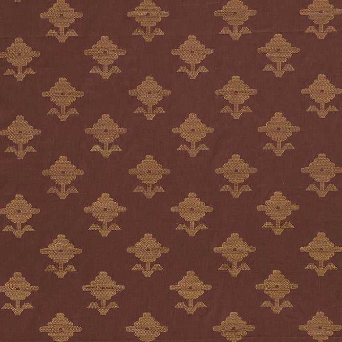 Schumacher Rubia Embroidery Umber Fabric 74162