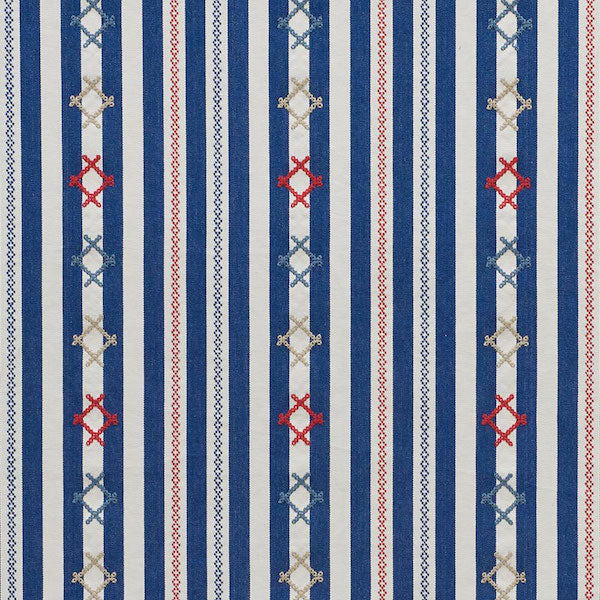 Schumacher Rhodes Stripe Navy Fabric 74460