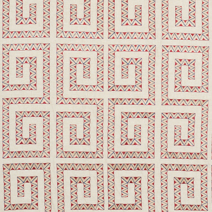 Schumacher Prado Embroidery Red Fabric 76072