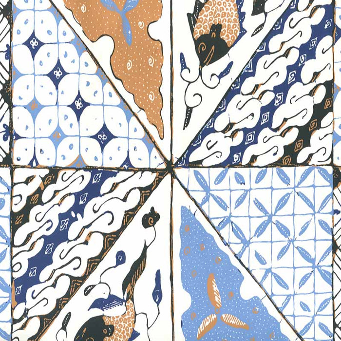 China Seas Sunnyjim Batik Multi Navy French Blue Wallpaper Sample 7620WP-01AWP