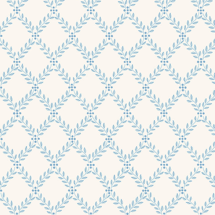 Schumacher Trellis Leaves Blue Wallpaper 7672