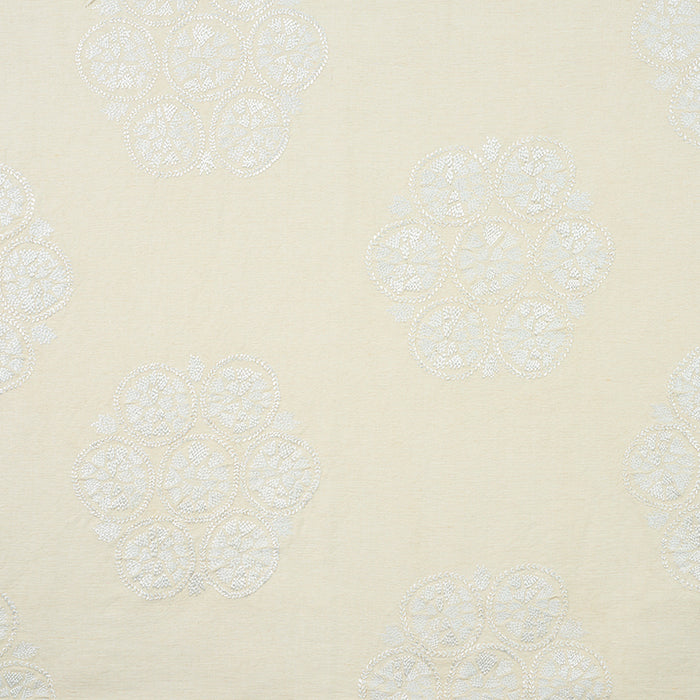 Schumacher Isla Hand Embroidery Ivory Fabric 77491