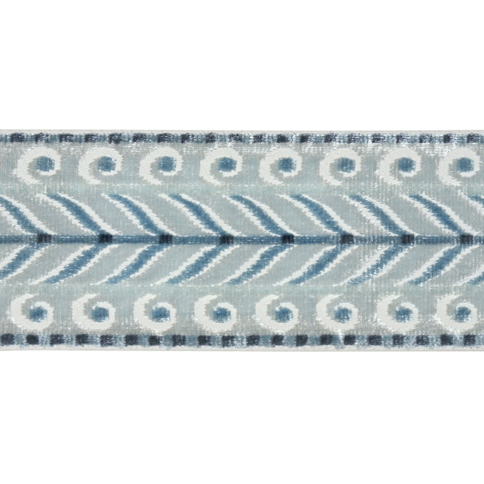 Schumacher Marion Velvet Tape Sky Trim 77623