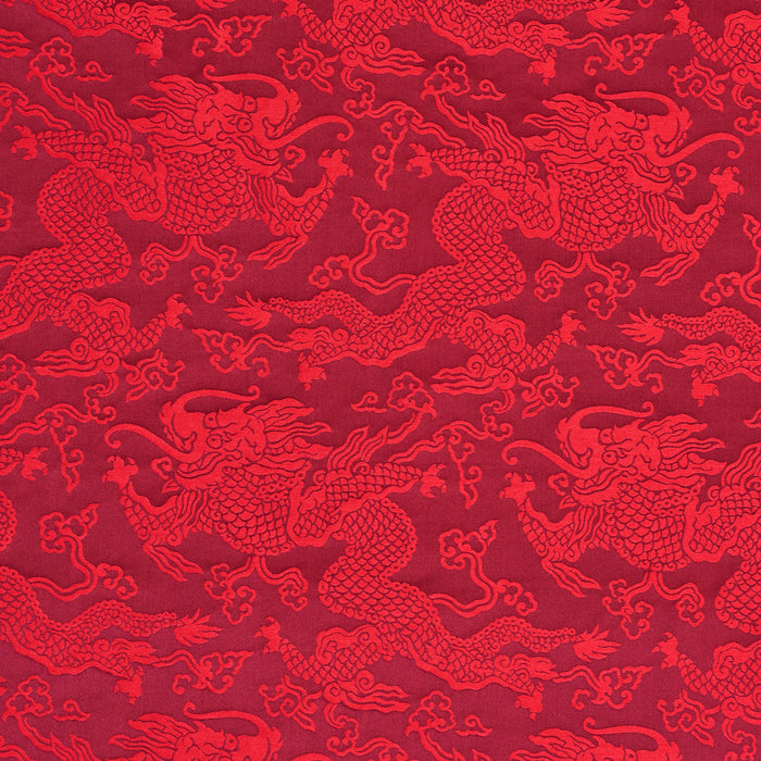 Schumacher Ruan Dragon Damask Garnet Fabric 78101