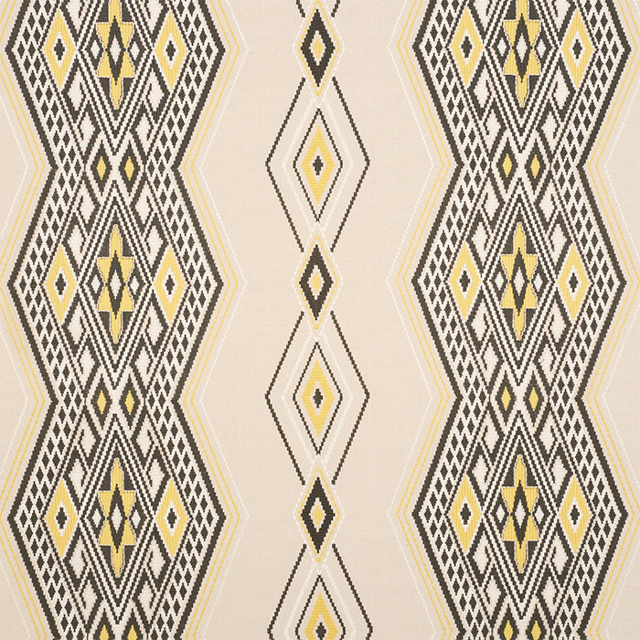 Schumacher Bayeta Embroidery Yellow & Neutral Fabric Sample 78152