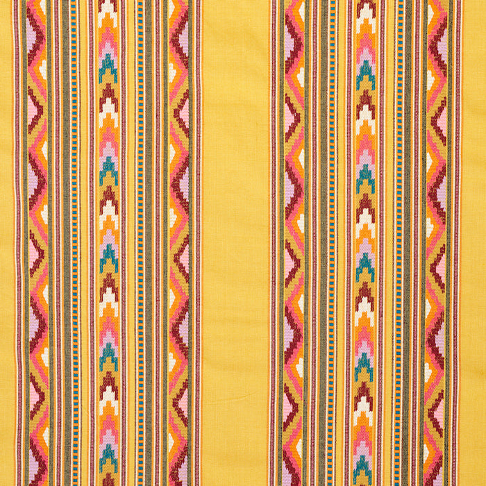 Schumacher Zarzuela Stripe Embroidery Saffron Fabric 78391