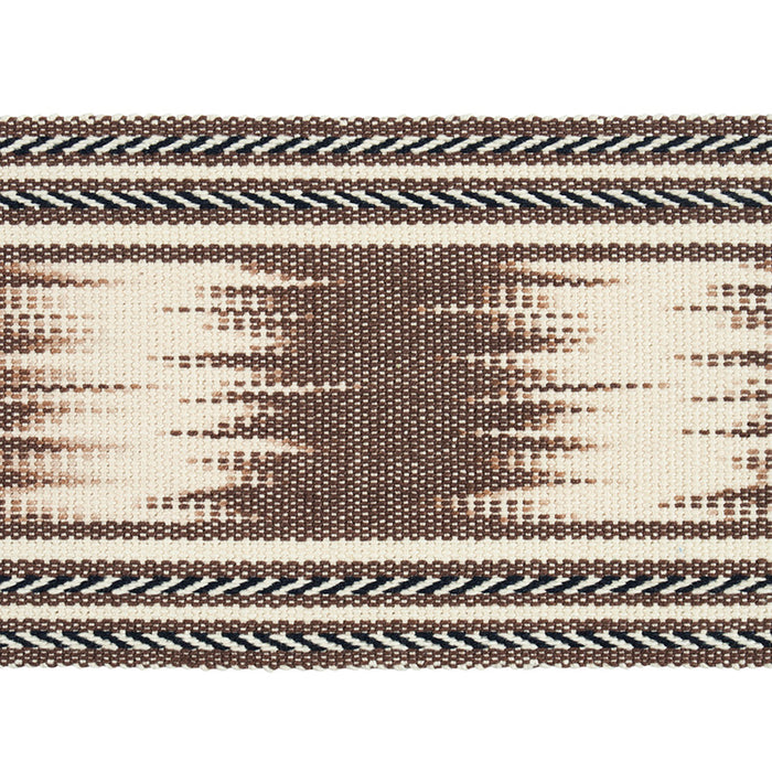 Schumacher Banyan Ikat Tape Brown Trim Sample 79302