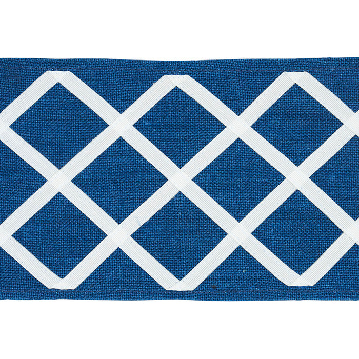 Schumacher Zella AppliqueD Tape Blue Trim 79441
