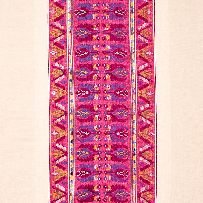 Schumacher Sandor Stripe Embroidery Magenta Fabric 79831