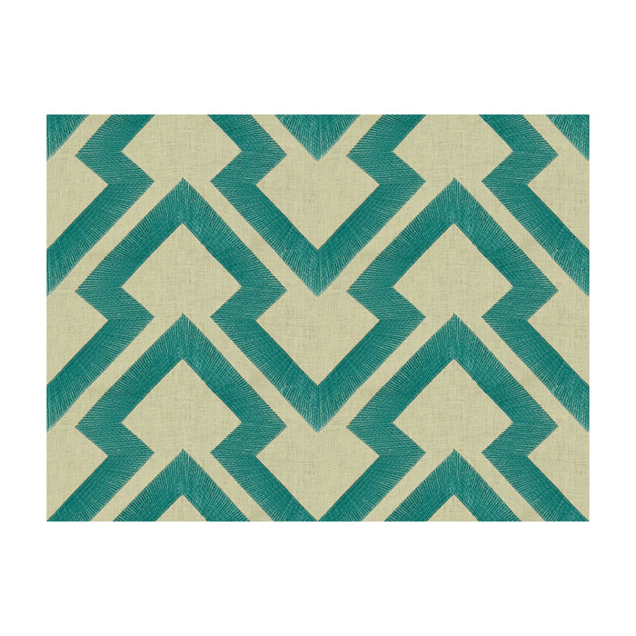 Brunschwig & Fils Lightning Bolt Turquoise Fabric Sample 8014122.13.0