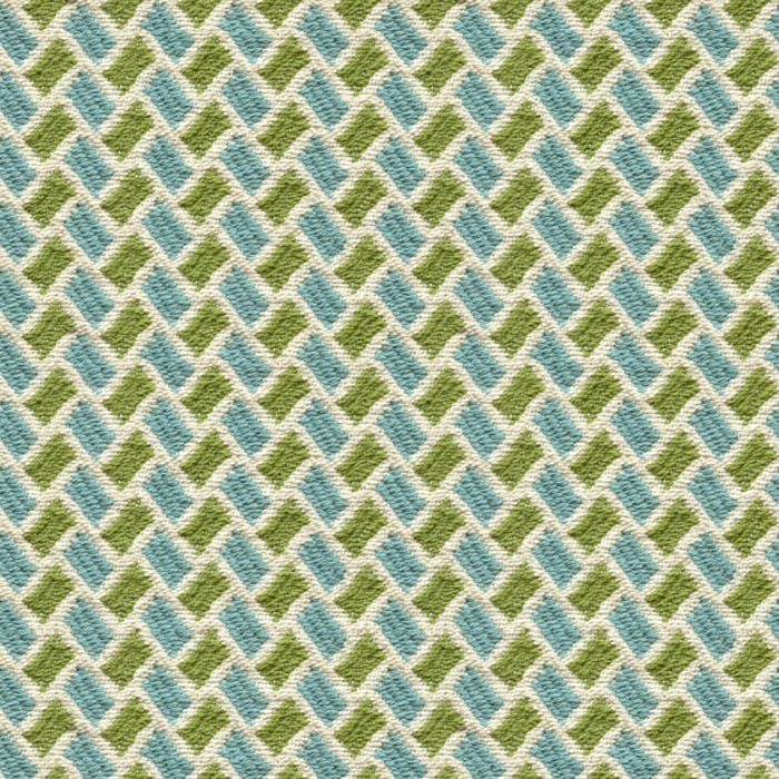Brunschwig & Fils New Briquetage Aqua/Lime Fabric Sample 8015112.513.0