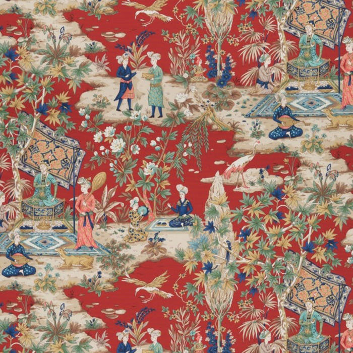 Brunschwig & Fils Lodi Garden Print Red Fabric Sample 8018119.19.0