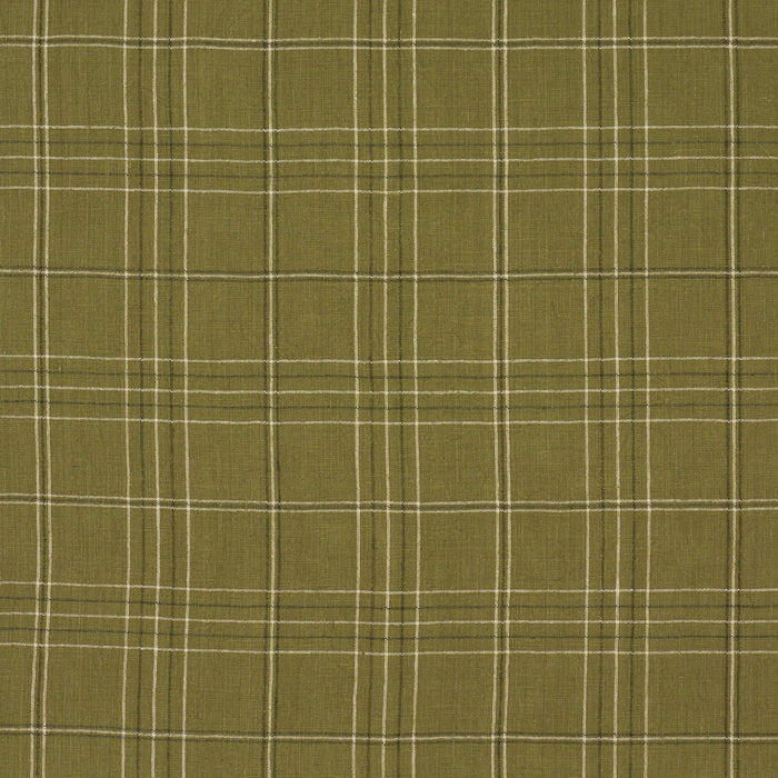 Schumacher Nils Plaid Linen Grass Fabric Schumacher 80303
