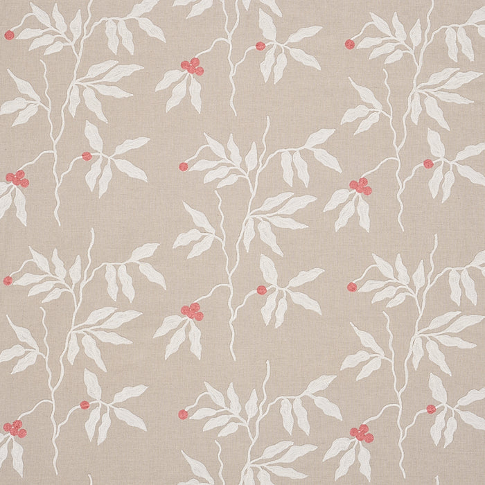 Schumacher Lilla Embroidery Ivory On Neutral Fabric 80431