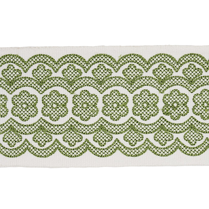 Schumacher Astrid Embroidered Tape Green Trim 80441
