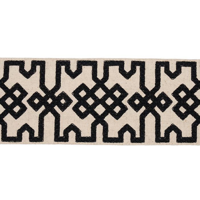 Schumacher Knotted Trellis Tape Black On Unbleached Trim 80880