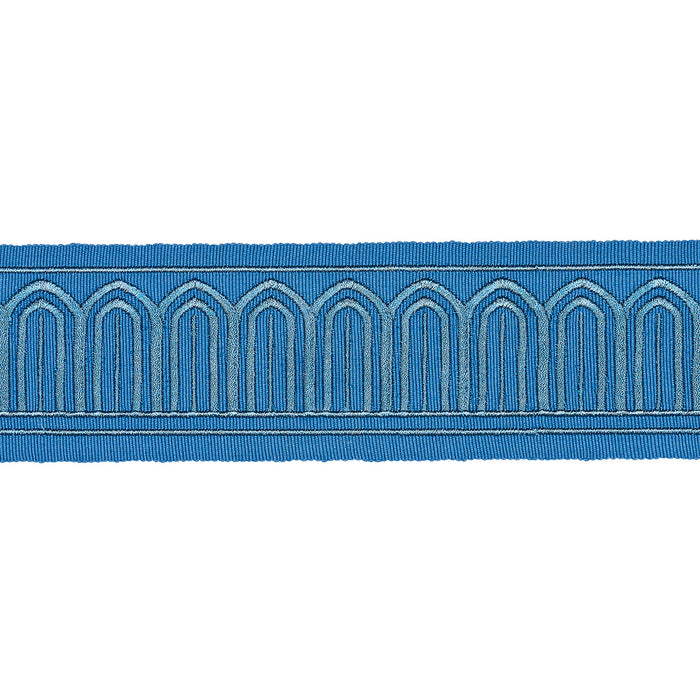 Schumacher Arches Embroidered Tape Medium Teal Trim 81151