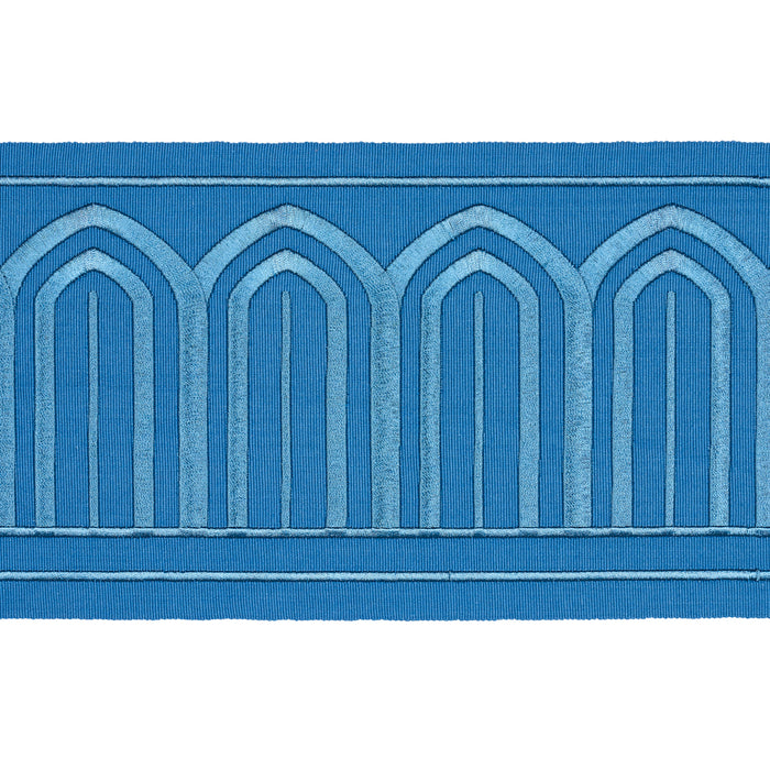 Schumacher Arches Embroidered Tape Wide Teal Trim 81161