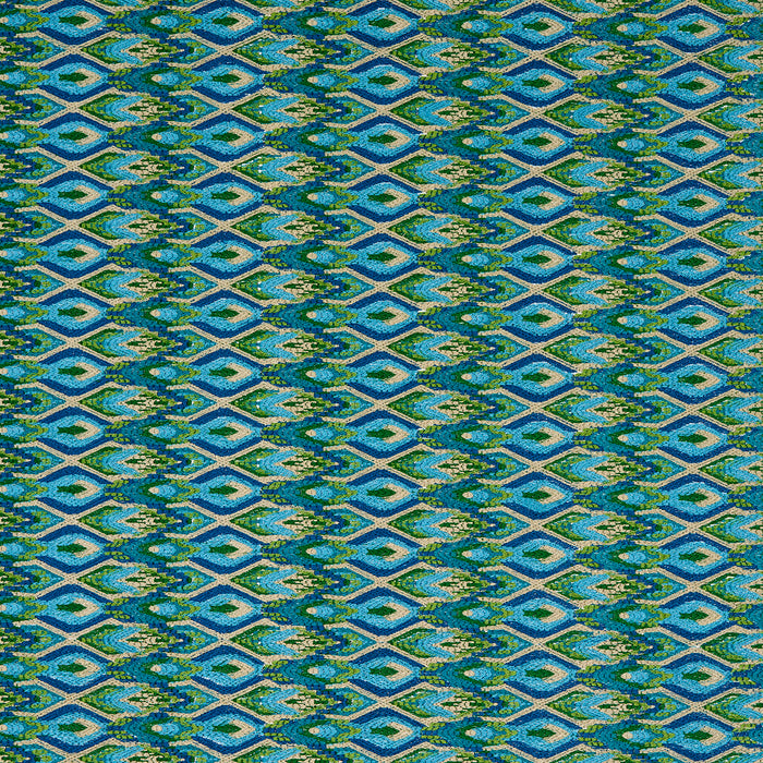 Schumacher Lorikeet Embroidery Peacock Fabric 81470