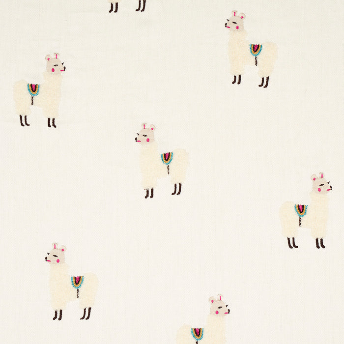 Schumacher Llama Embroidery Multi Fabric Sample 81490