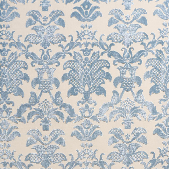 Schumacher Limbourg Damask Velvet Sky Fabric 82160