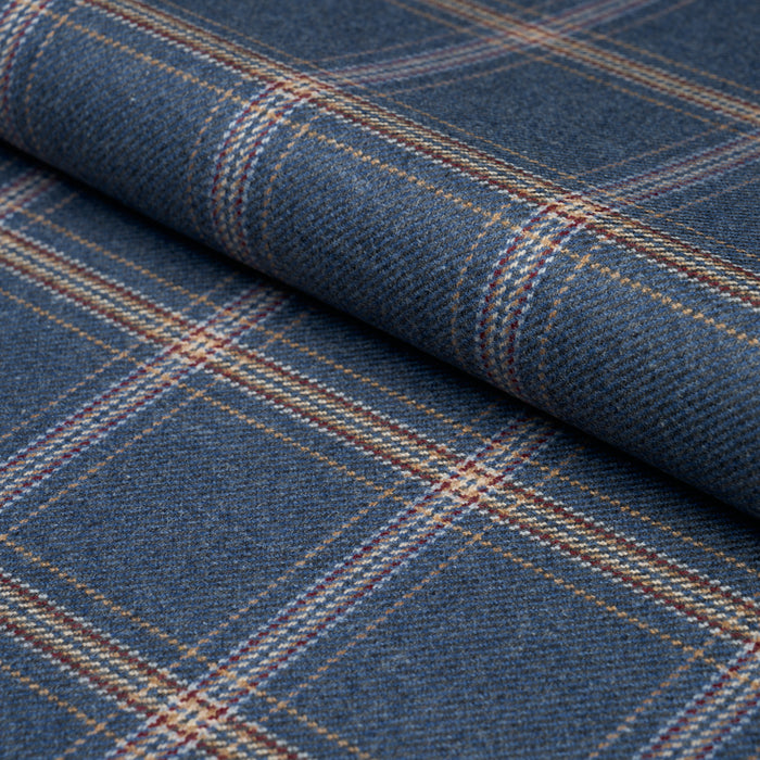 Schumacher Blackburn Merino Plaid Denim Fabric Sample 82346