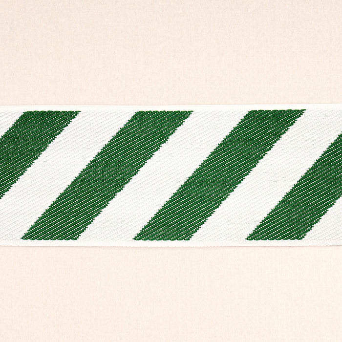 Schumacher Airmail II Indoor/Outdoor Tape Green And Ivory Trim 82432