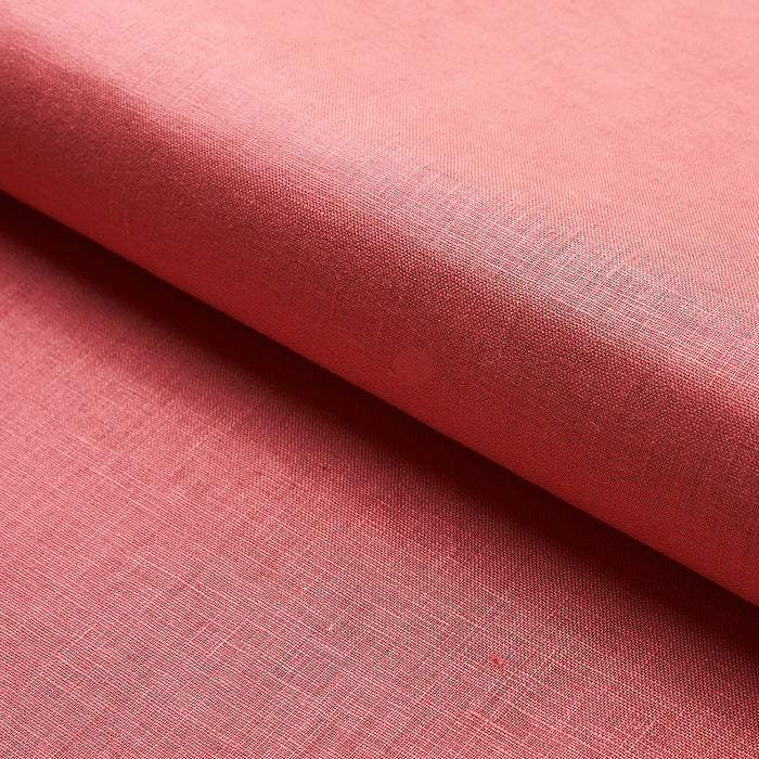 Schumacher Lange Glazed Linen Coral Fabric Sample 82680